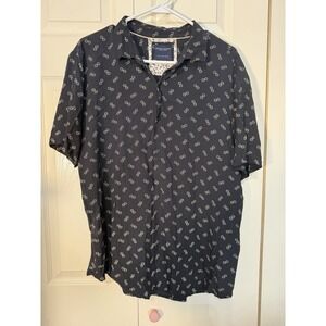 Denim & Flower Mens Short Sleeve Shirt Navy Blue Size XL